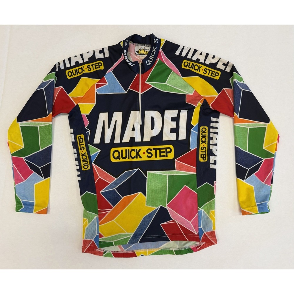 Vintage MAPEI Quick-Step Long Sleeve Cycling Jersey Fashion Biker Colorblock 90s